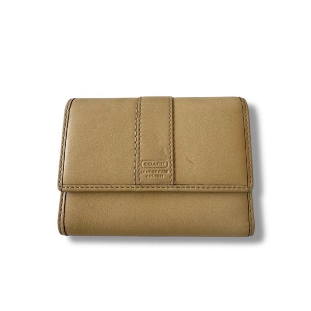 Coach VTG Leatherware Hamilton Smooth Beige Leather Bi-Fold Wallet Change Purse